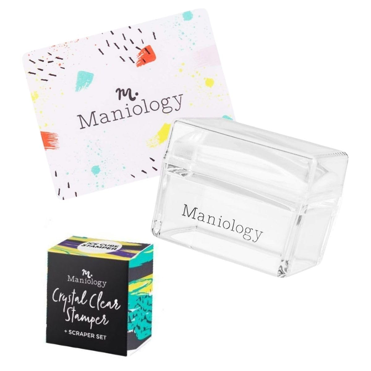 Maniology Ice Cube Clear Rectangular Stamper with Scraper Card