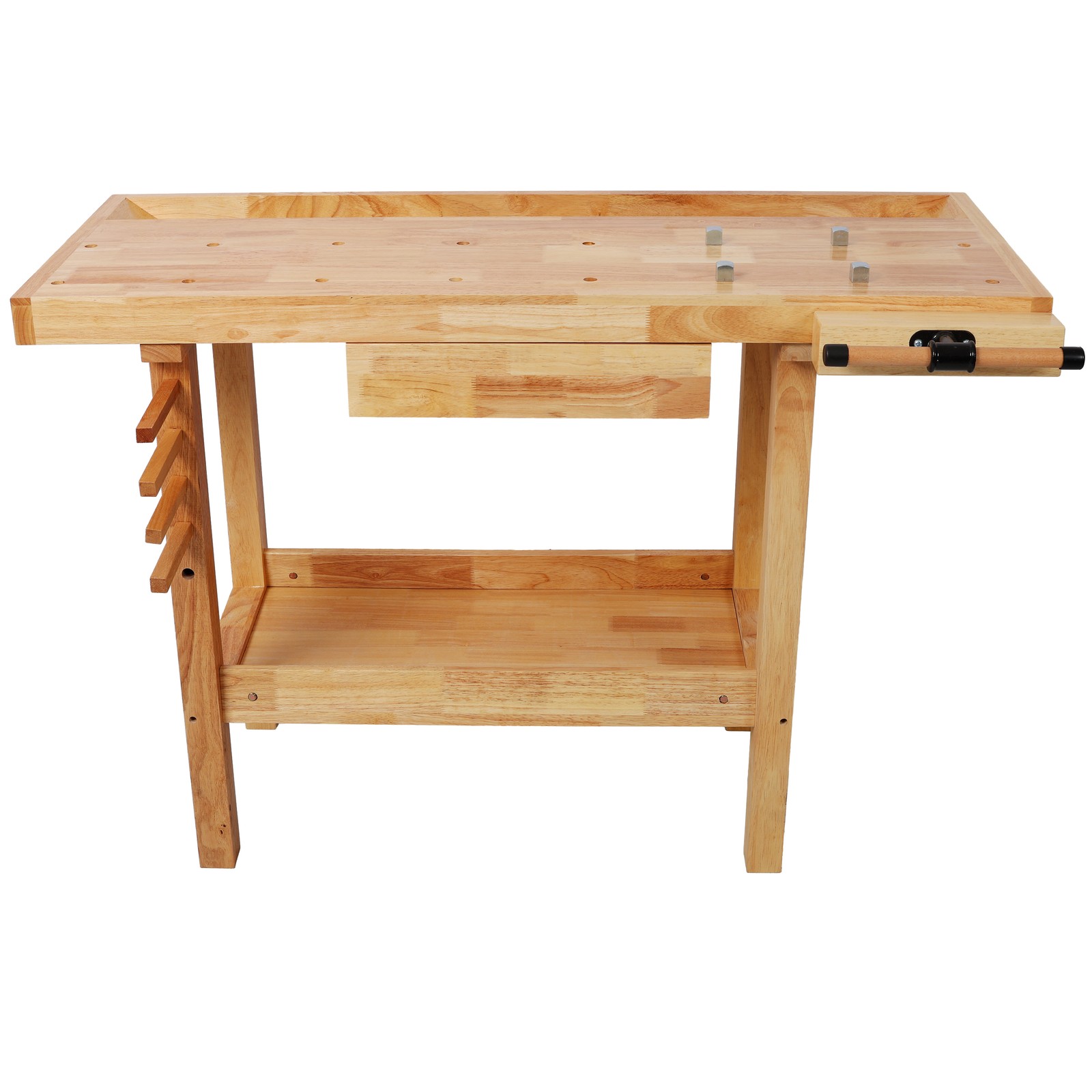 48"Solid Rubberwood Workbench 330lb Heavy Duty Woodworking Table w/Vise & Drawer