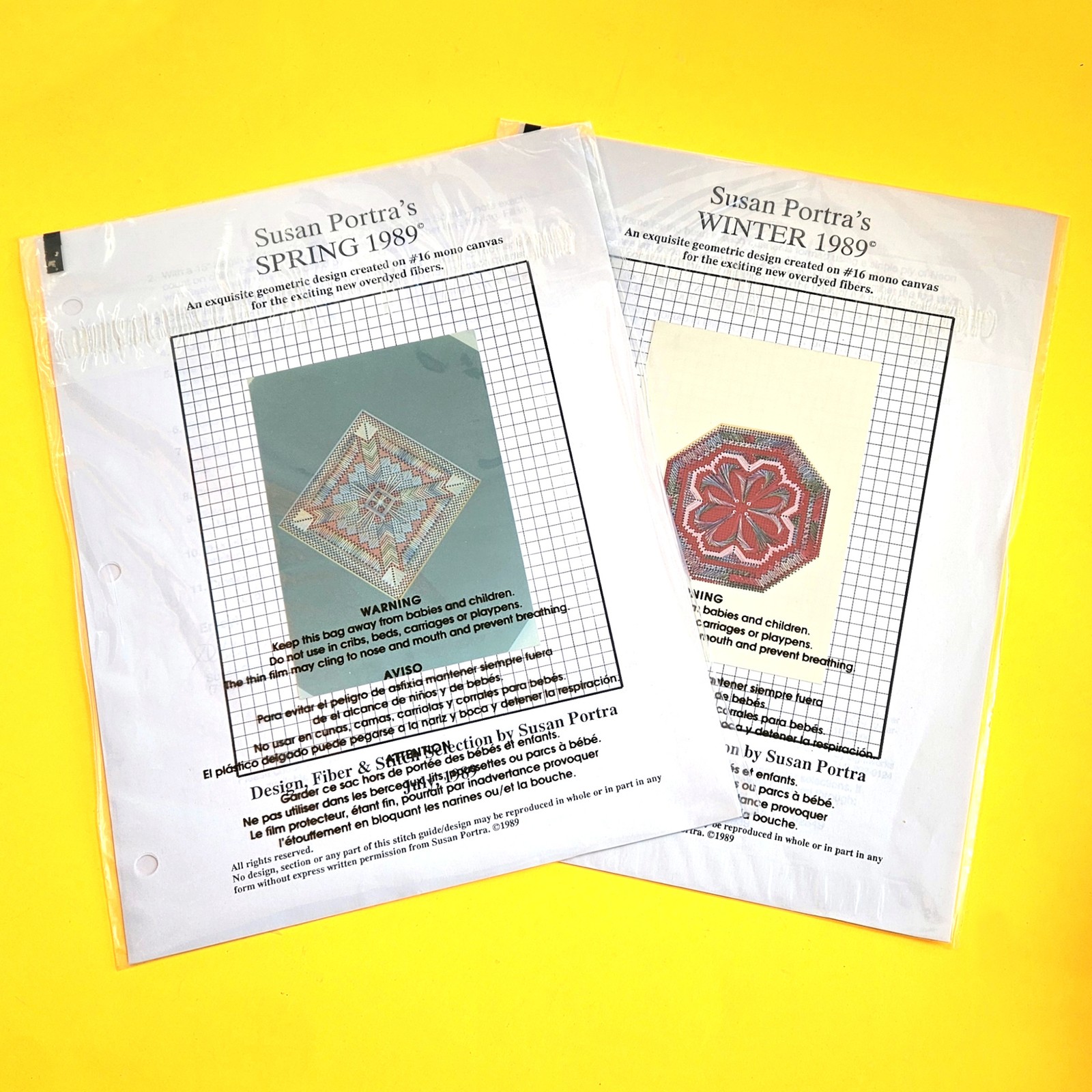 2 VINTAGE OOAK SUSAN PORTRA'S WINTER & SPRING 1989 STITCH GUIDES   BM