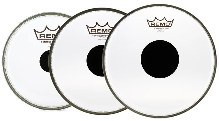 Remo Controlled Sound Clear Drumheads with Black Dot Roto Tom Kit - 6"/8"/10"
