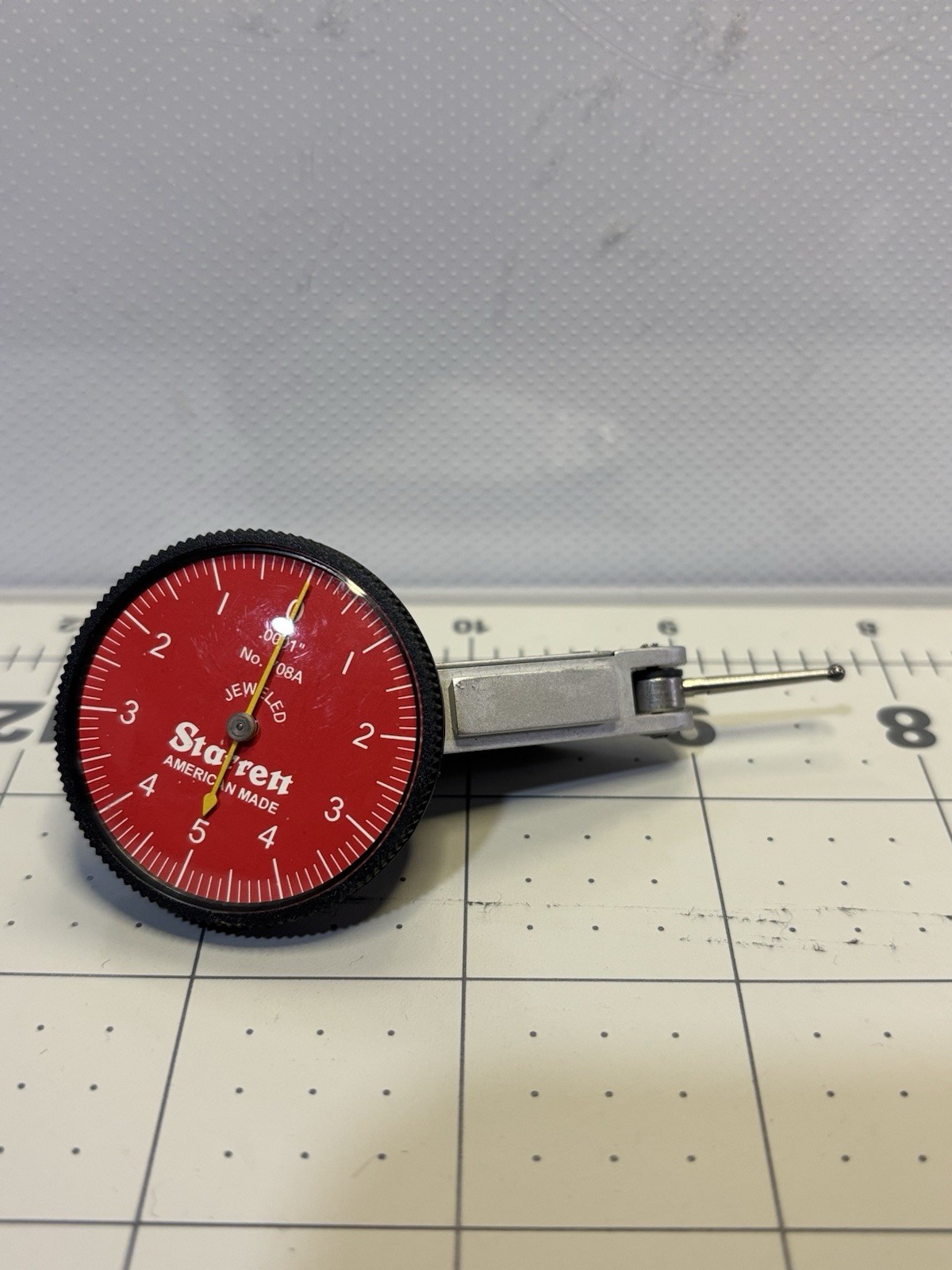 Starrett Dial Test Indicator Dove Tail Mount No. 708A Red Face No Box