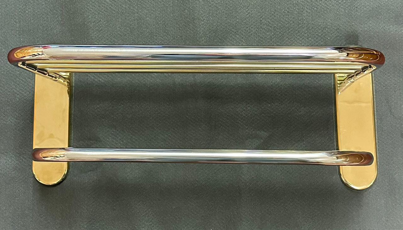 18" Towel Shelf with 1 Bar Polished Brass and Chrome