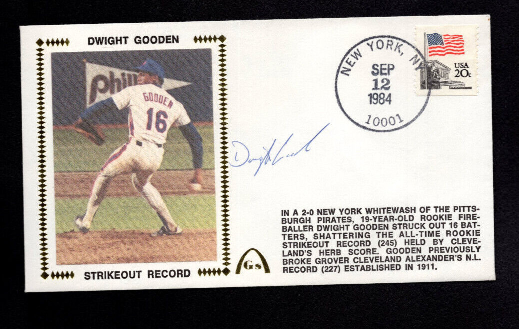 Dwight Gooden AUTOGRAPHED RookieGateway Stamp Cachet Envelope Strikeout Record