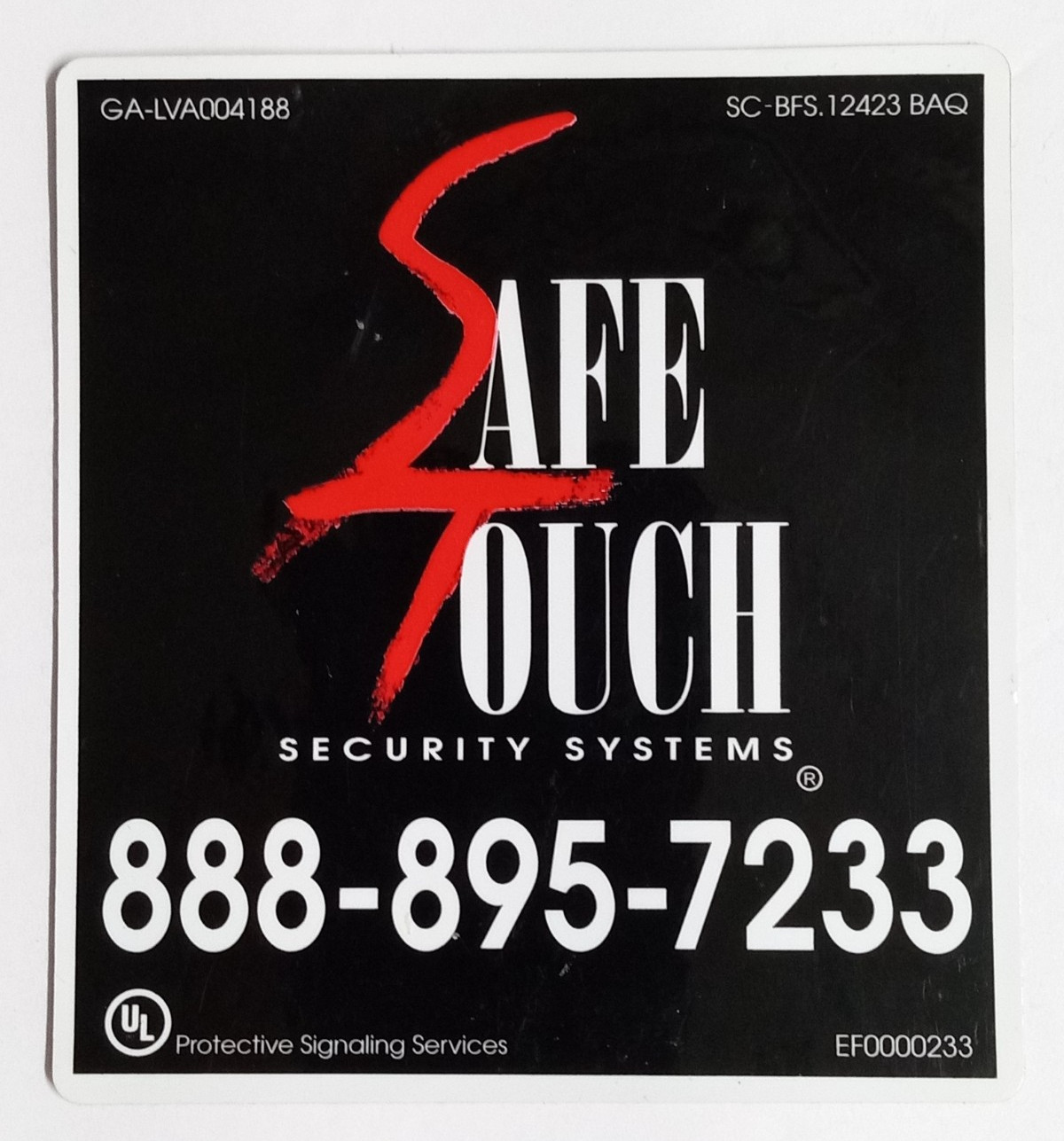Safe Touch Glossy Security Sticker 3.75"w x 4.25"h