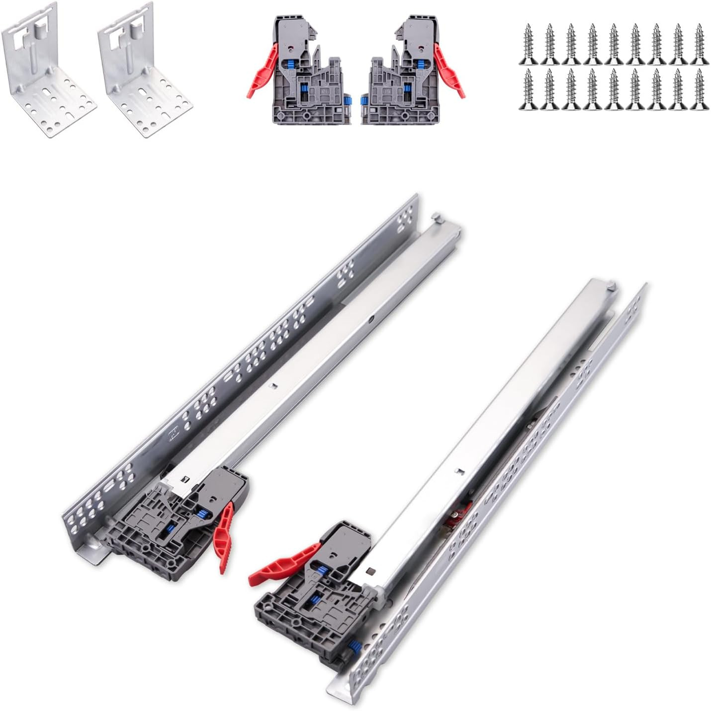 21" Soft Close Drawer Slides - 6 Pairs Full Extension with Locks
