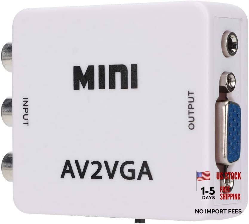 Video Converter, 480P Mini AV to VGA Adapter, Composite TV Set-Top Box Audio