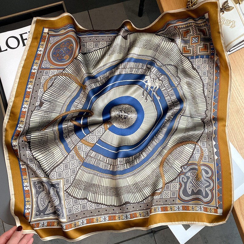 100% Mulberry Silk 27" Square Scarf Women Neckerchief Wrap Vintage Bandana Tied