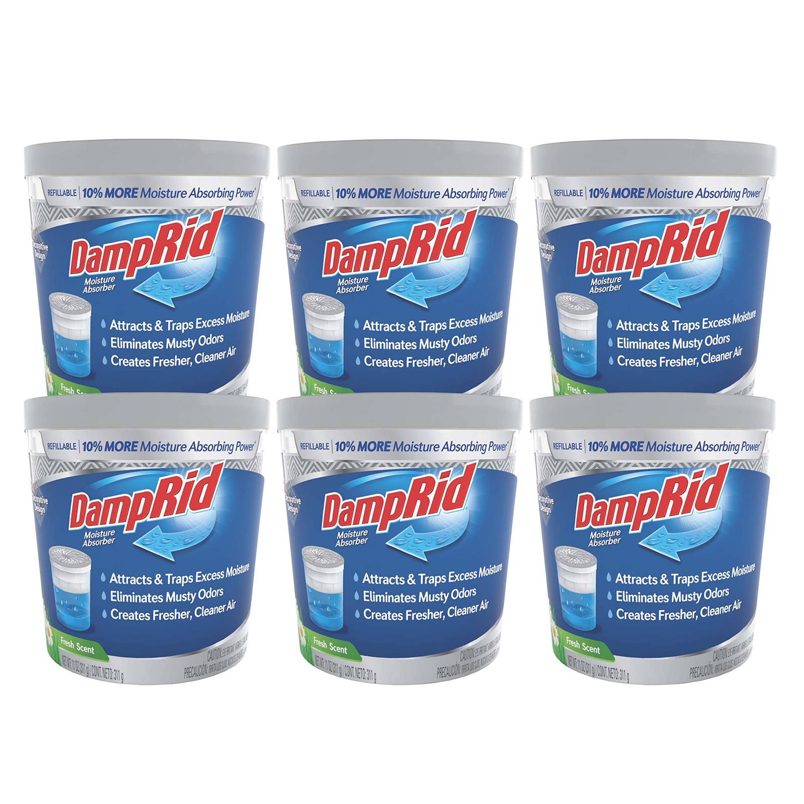 DampRid Refillable Moisture Absorber 11 oz. 6-Pack Fresh Scent