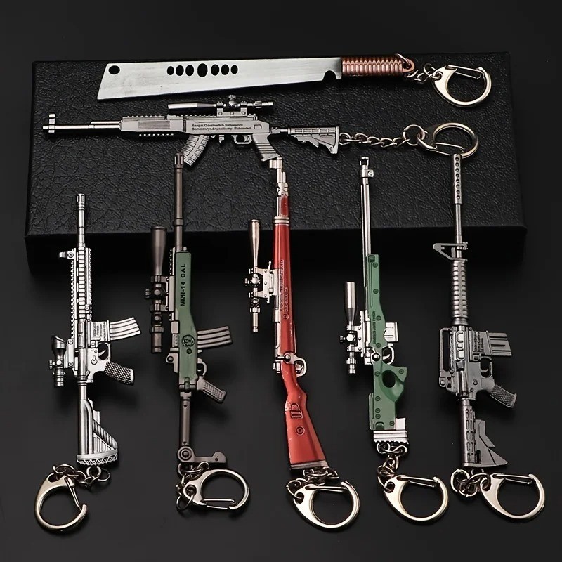 Mini Alloy Toy Gun Keychain Metal Key Ring Pendant Gift for Men Boys