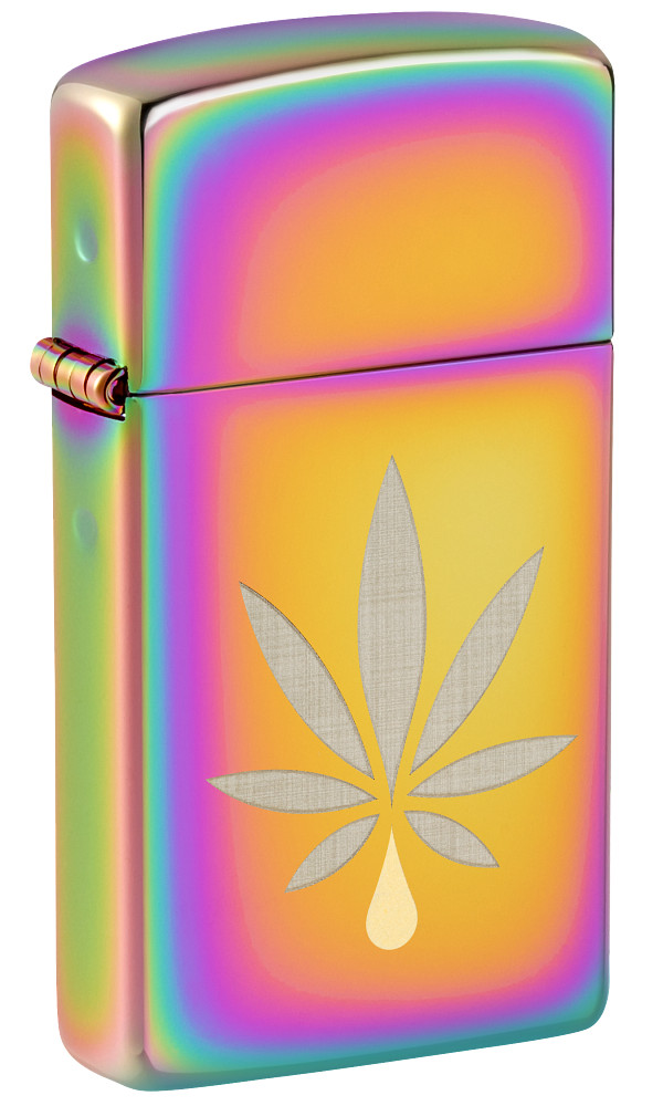 Zippo Slim Cannabis Leaf Laser Two-Tone, Multi Color Lighter #48670
