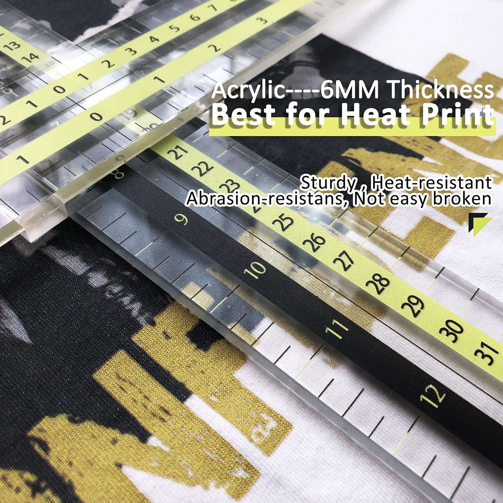 Movable T-Shirt Alignment Ruler Guide Tool for Heat Press | 6mm thickness acr...