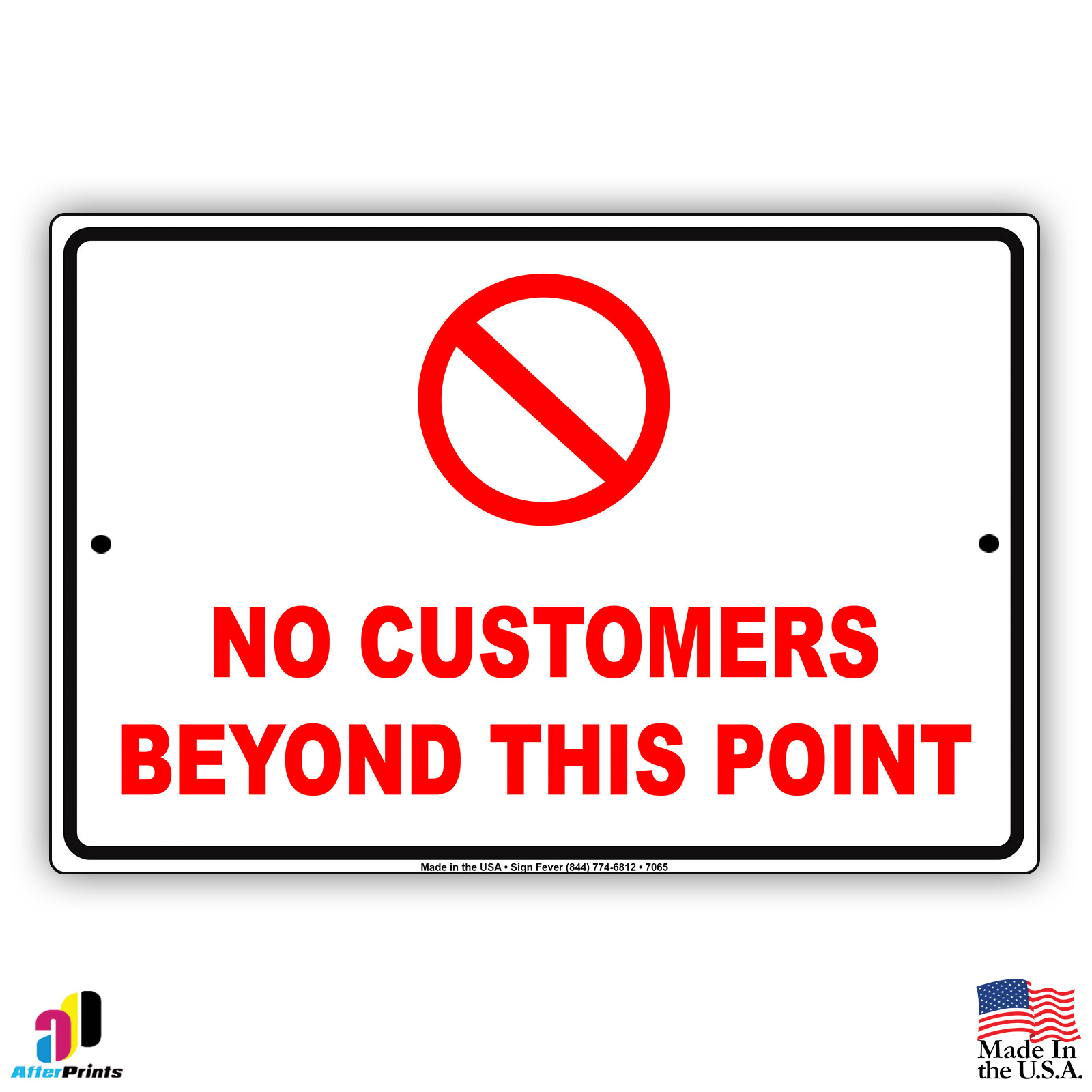 No Customers Beyond This Point Aluminum Metal 8x12 Warning Red Sign Tin Plate