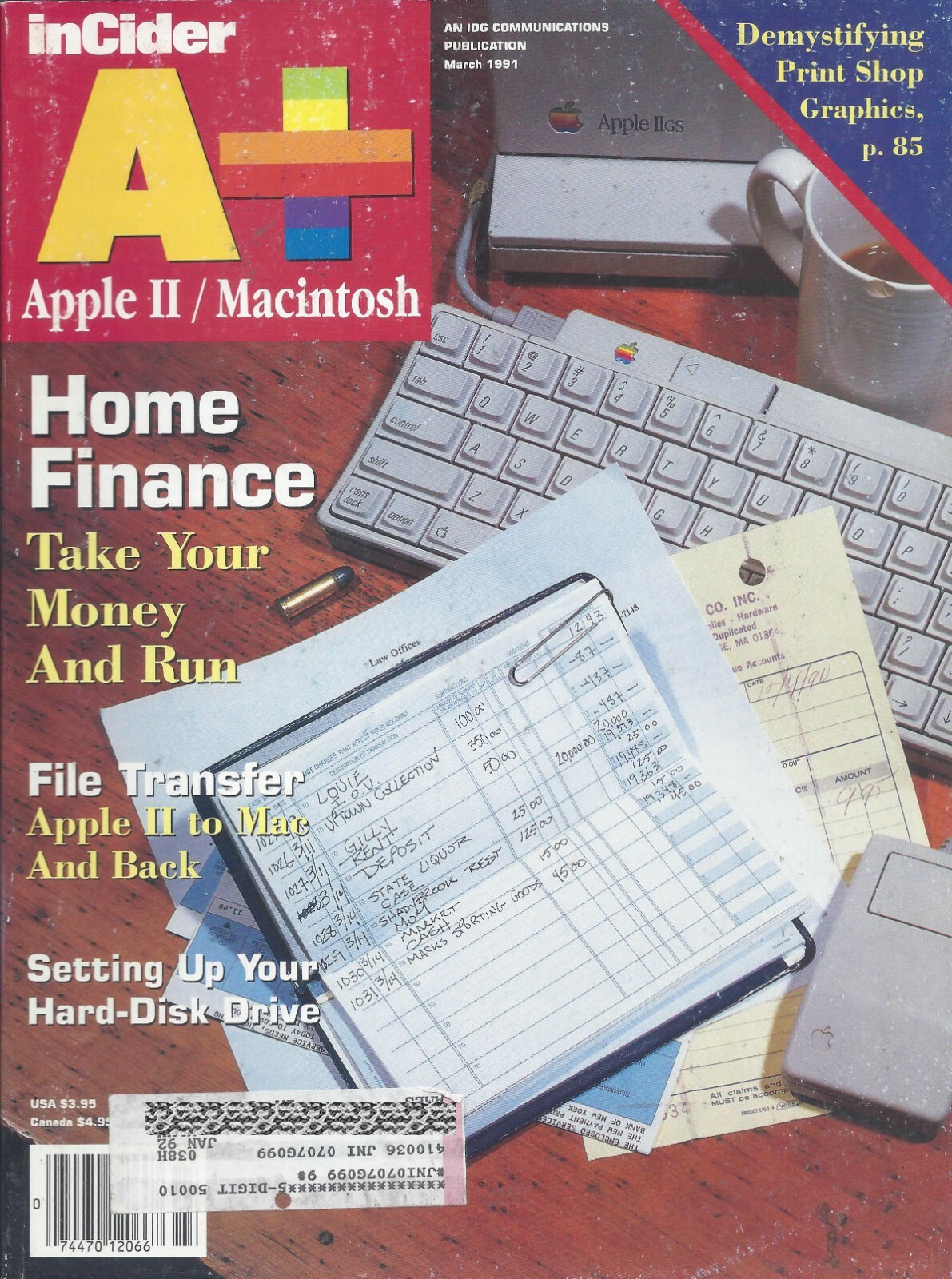 inCider A+ Magazine, March 1991 for Apple II II+ IIe IIc IIgs