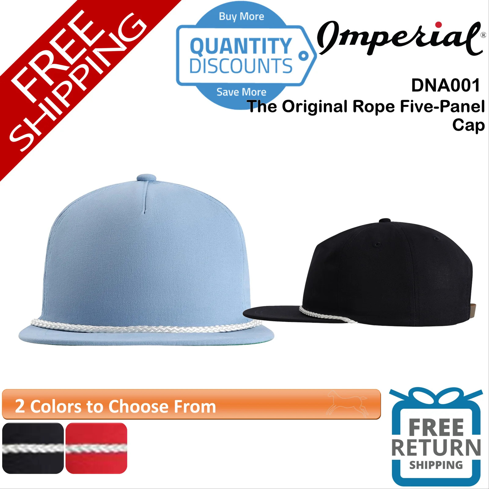 🔥 Imperial The Original Rope Five-Panel Cap Hat five-panel, mid-profile DNA001