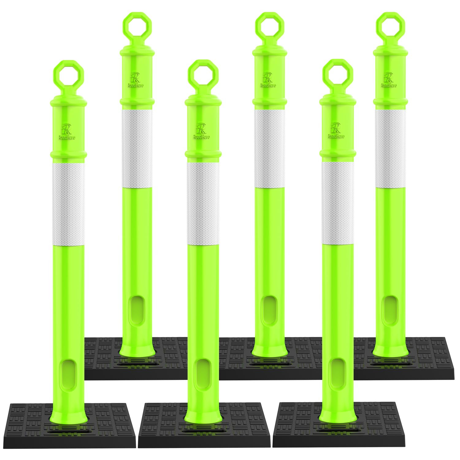 45 Inch Delineator Post with Base, Portable Lime Green Traffic Delineator Posts