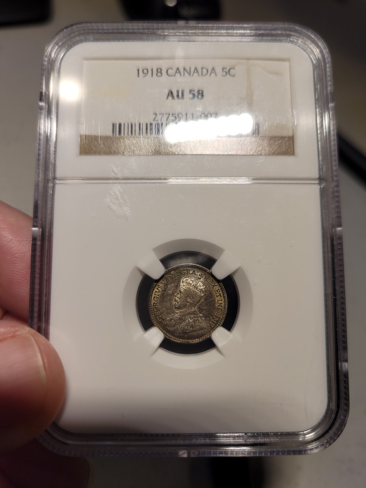 1918 Canada 5 Cents NGC AU58