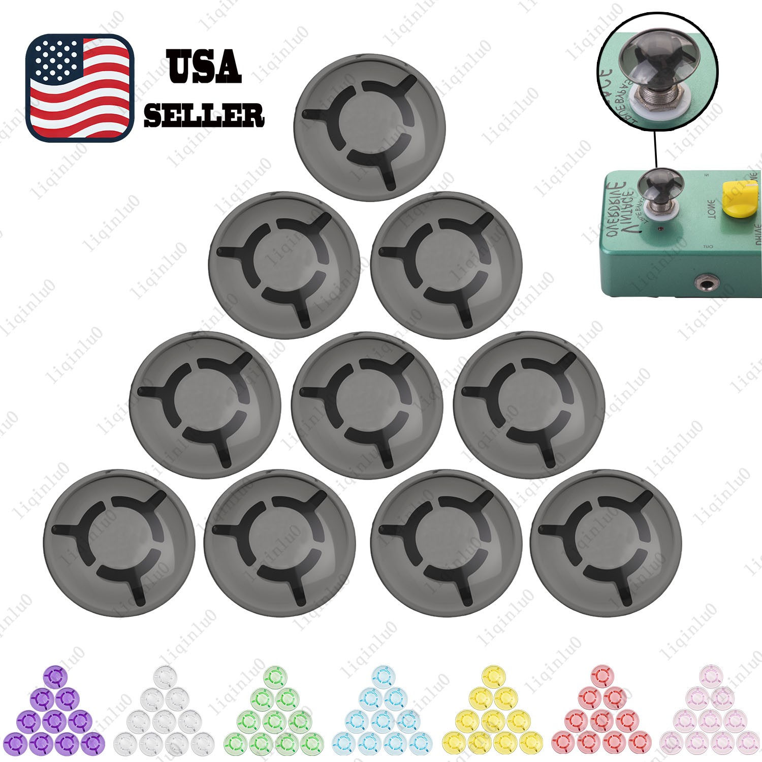 10PCS Guitar Effect Pedal Footswitch Topper Foot Nail Mushroom Shape Multicolors