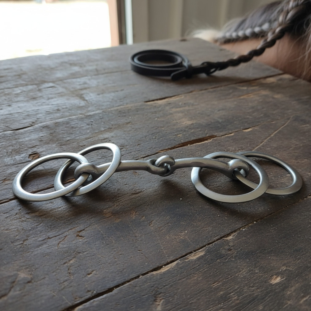 Equestrian Horse Snaffle Bit - Full Cheek D-Ring Stainless Steel Riding Training