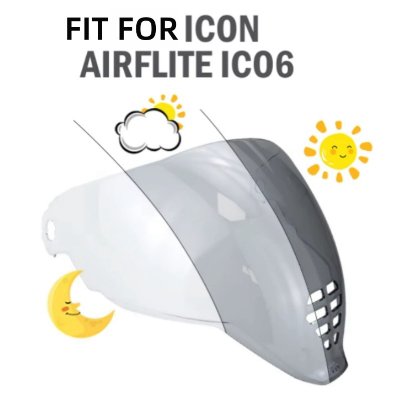 Photochromic Visor Fits For ICON Airflite IC06 Motorcycle Helmet Shield Lens