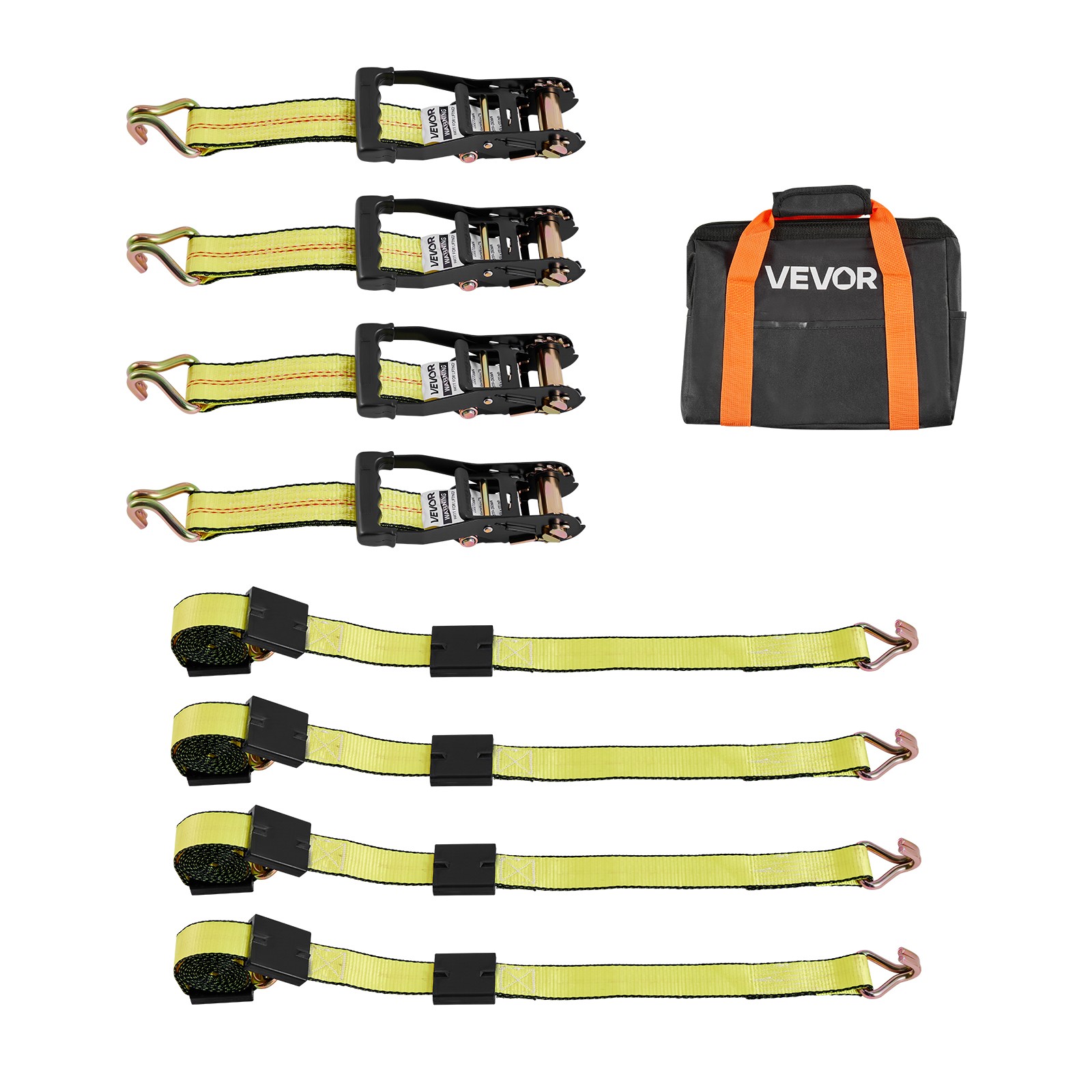 VEVOR 4 Set Axle Straps Car Trailer Hauler Ratchet Tie Down Strap w/J-Hook