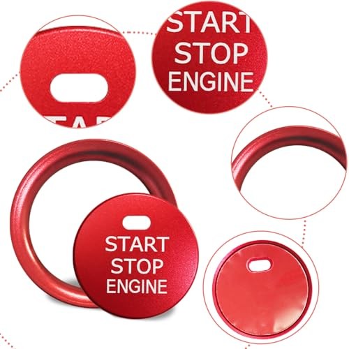 Bilisin Aluminum Engine Push Start Button Cover Trim Compatible with Mazda-Red