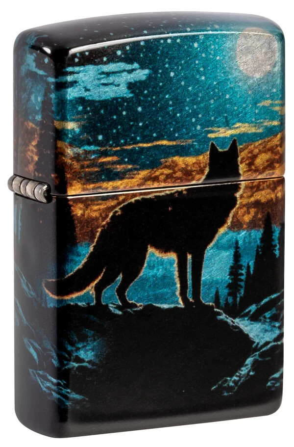 Zippo Moonlight Wolf Design 540 Fusion Tumbled Chrome 46252