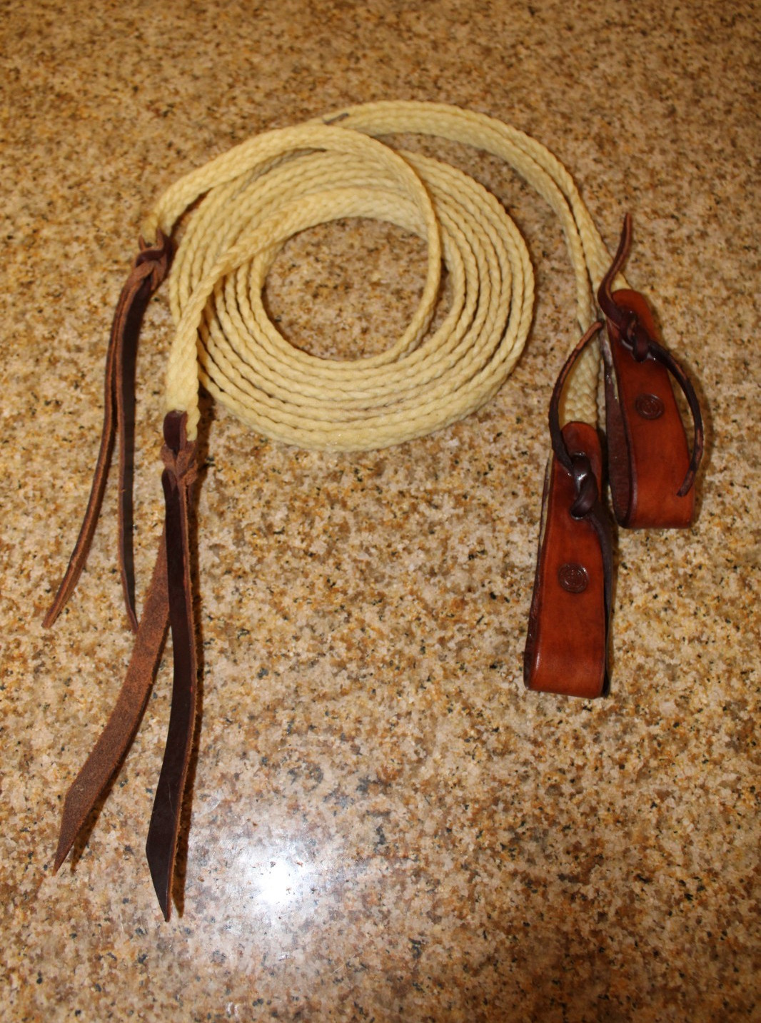 BONA ALLEN Braided Flat Waxed Split Reins 8' long 3/4 Wide
