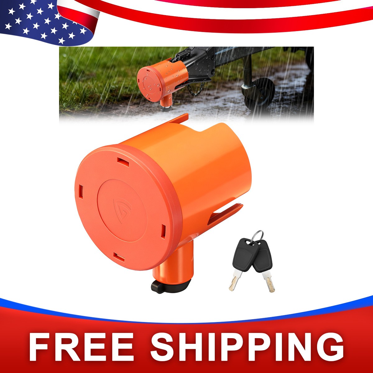 Trailer Tongue Lock Fits 2-5/16 Inch Yellow Heavy Duty for RV Boat Security