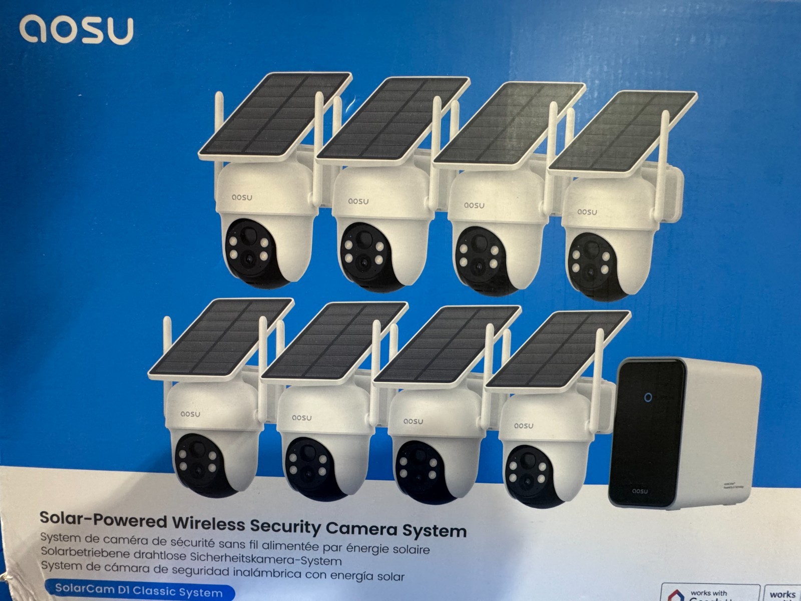 aosu D1 Classic 8-Cam Wireless Outdoor Security System, Solar Powered, 3K