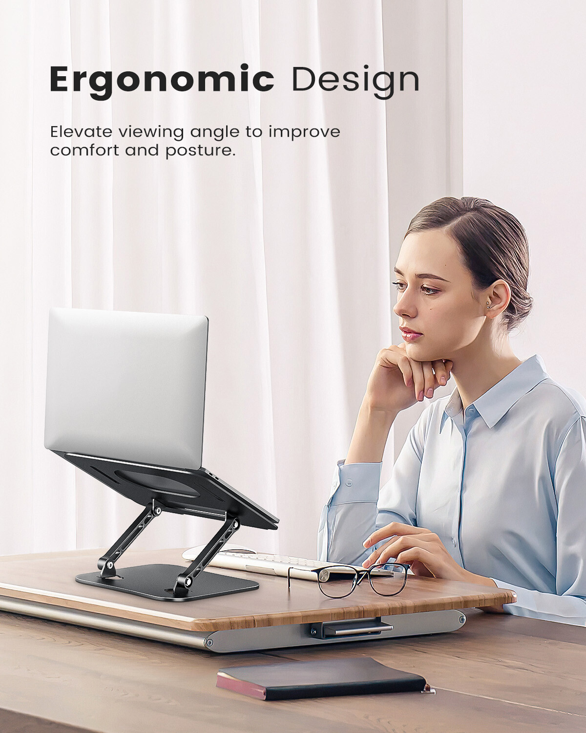 Adjustable Height &Angle Sturdy Aluminum Alloy Computer Notebook Stands Holders