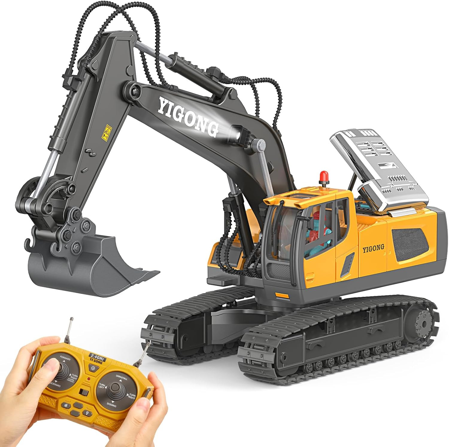 Remote Control Excavator Toys for 6 7 8 Year Old Boys Gifts, 11CH 2400Mah 2.4Ghz