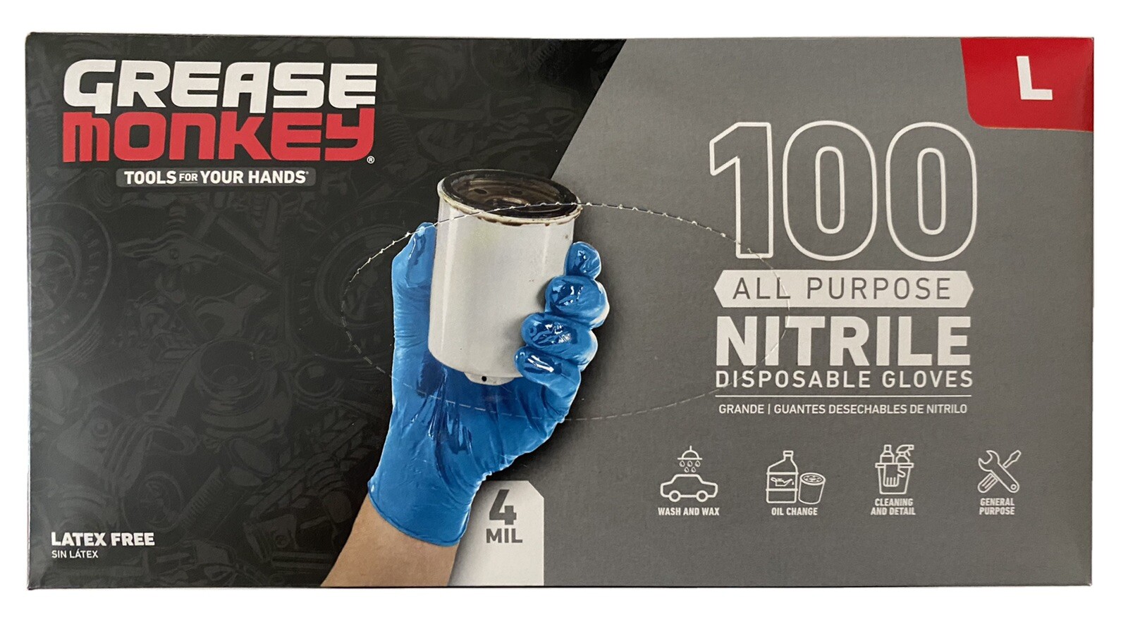 Grease Monkey Disposable Nitrile Gloves (100-Count) L or XL