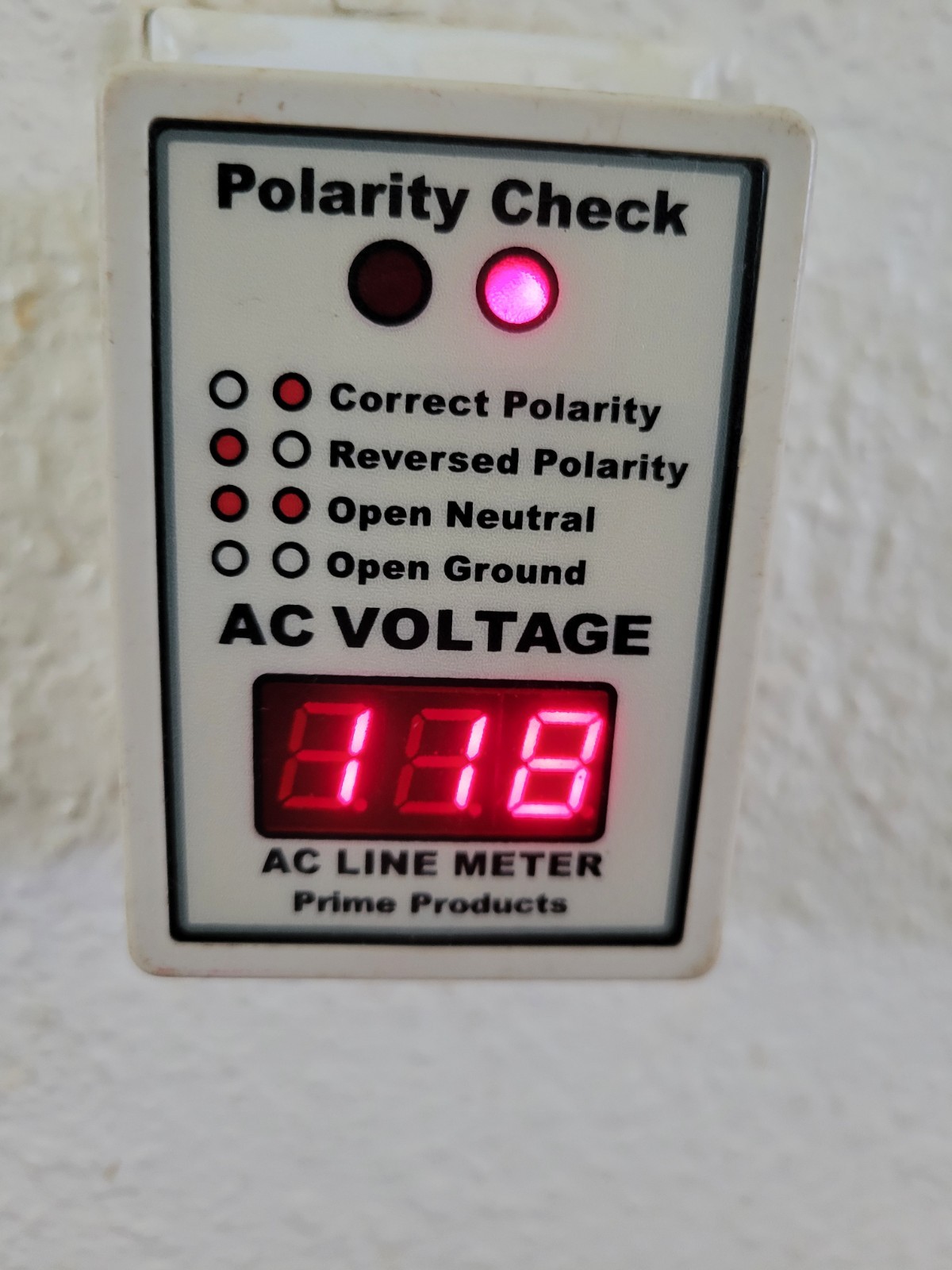 Prime Products Digital AC Line Voltage Meter Outlet Polarity Tester TESTED