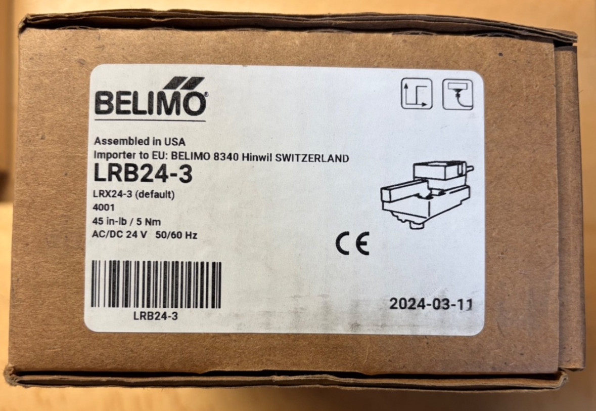 New Open Box Belimo LRB24-3 Non-Spring Return Damper Actuator 24V