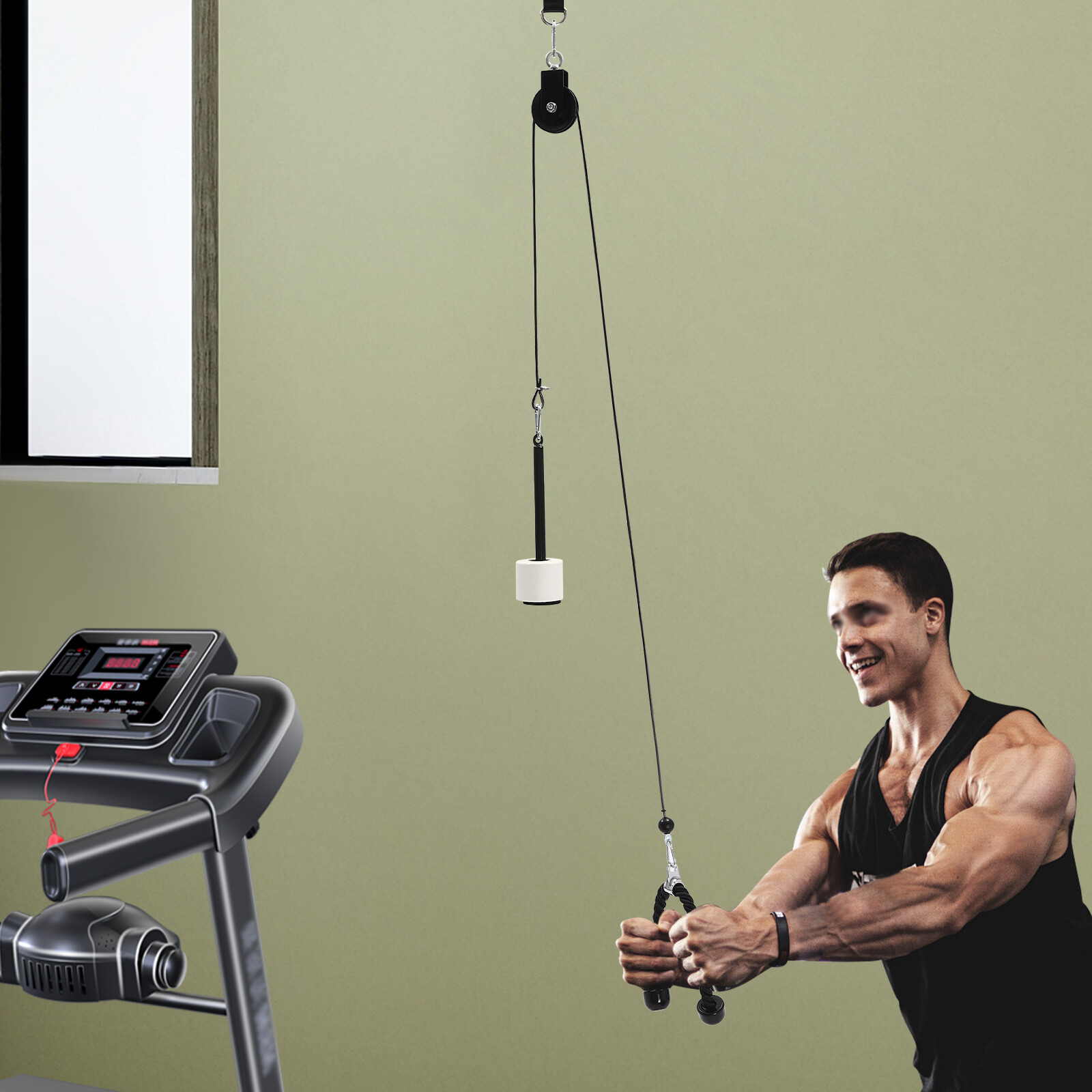 Weight Pulley System Cable Pulley System Home Gym Equipment 100kg/220.46lbs