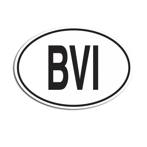 BVI British Virgin Islands Country Code Oval Sticker