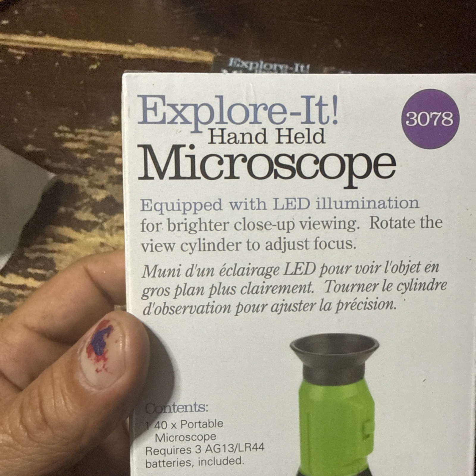 Explore IT! Hand HELD 40X Magnification LED Toy Microscope for Kids, STEM & Educ
