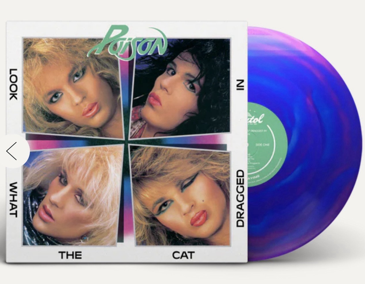 Poison ~ Look What the Cat Dragged In, Blue w/ Pink Swirl Vinyl LP (New/Sealed)