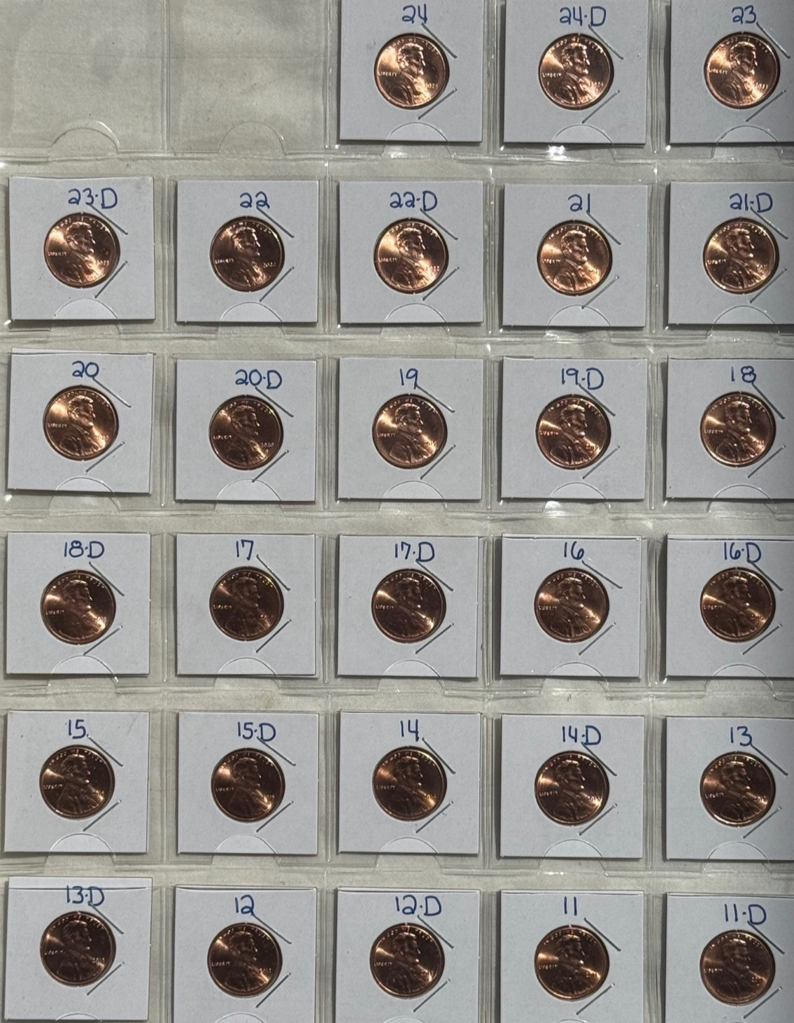 Complete Red choice/gem BU Shield cent set 2011-2024 28 coins!