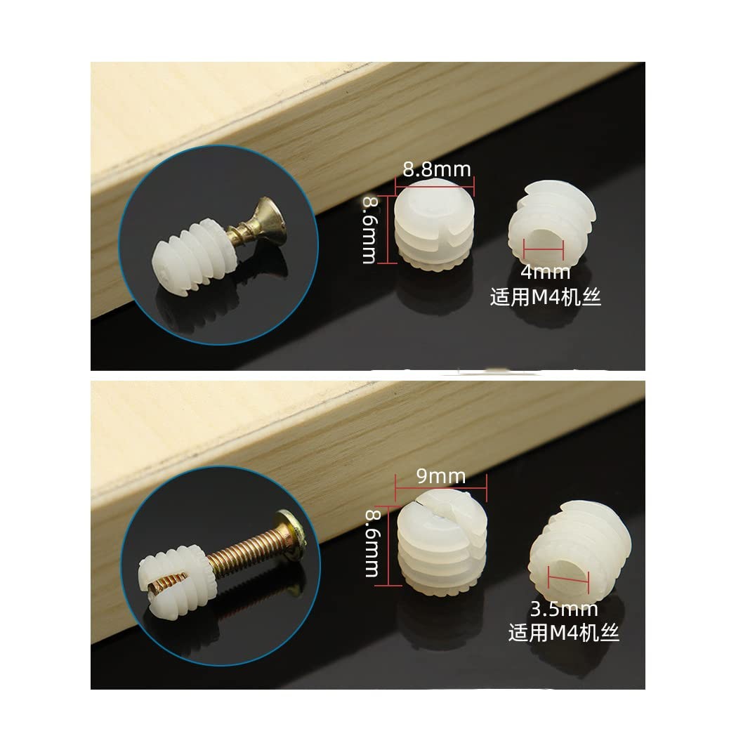 MEETOOT 100pcs Plastic Hinge Dowel Inserts Kit 4x10mm Toothed One Size, White