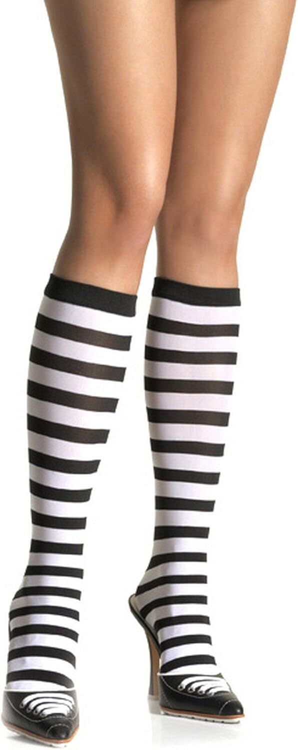 Opaque Striped Knee Highs Fancy Dress Halloween Adult Costume Accessory 2 COLORS