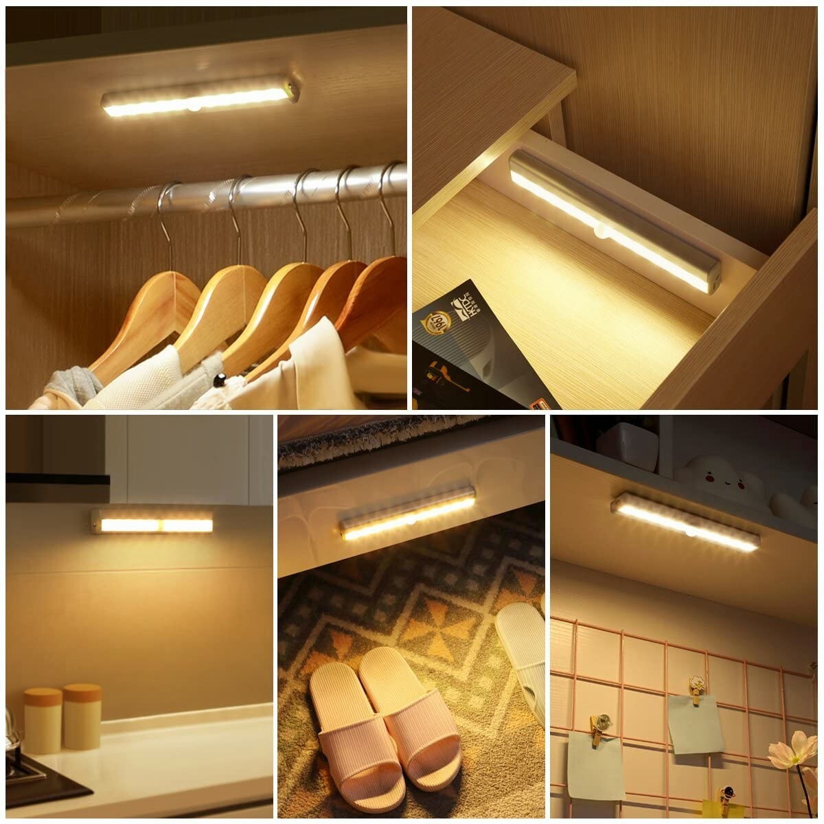Wireless Motion Sensor Under Cabinet Closet Light Kitchen Counter LED Night Lamp