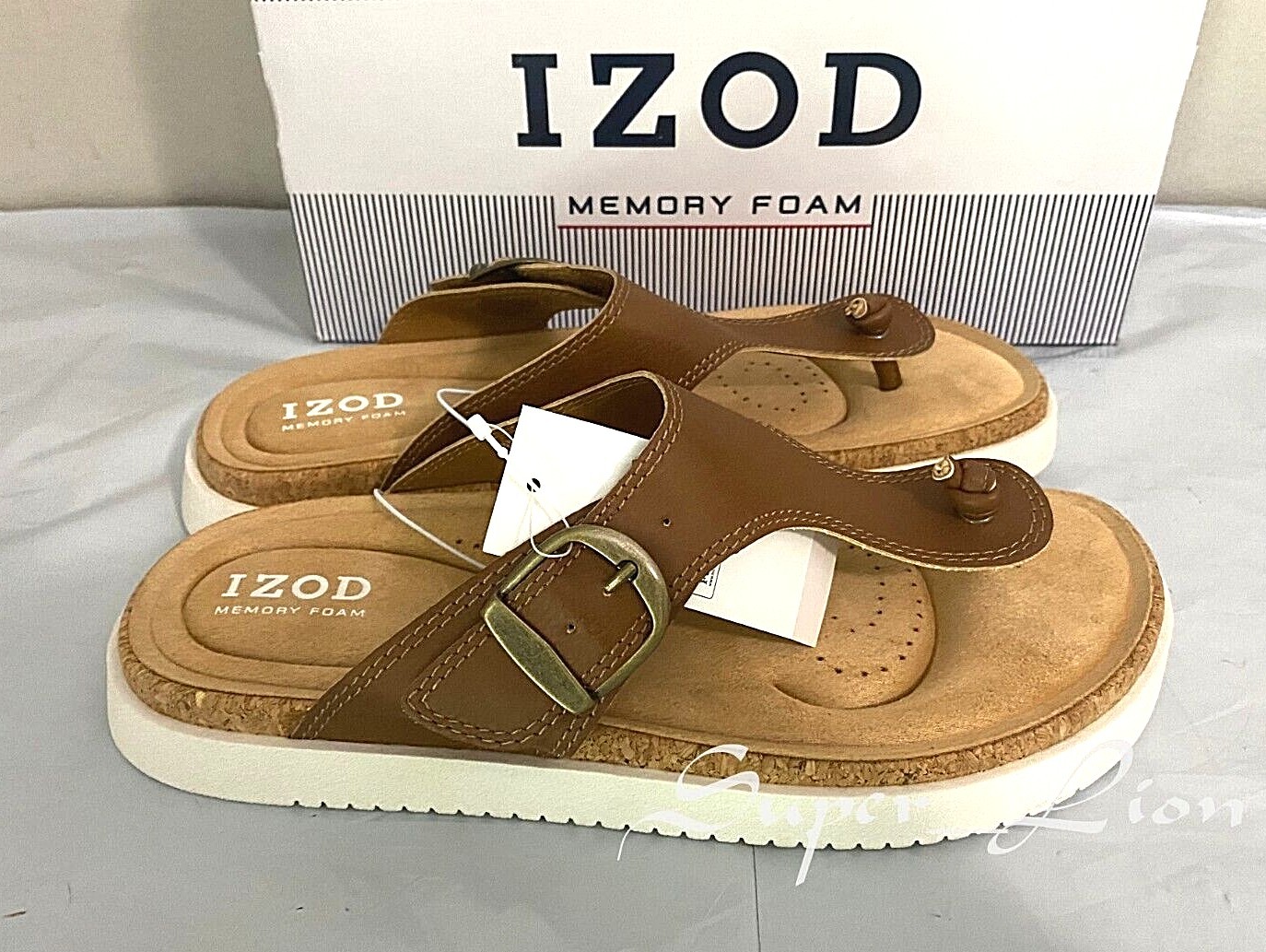NEW IZOD Women's Charcy Adjustable Strap Memory Foam Sandal - SIZE 6, 7, 8 BROWN