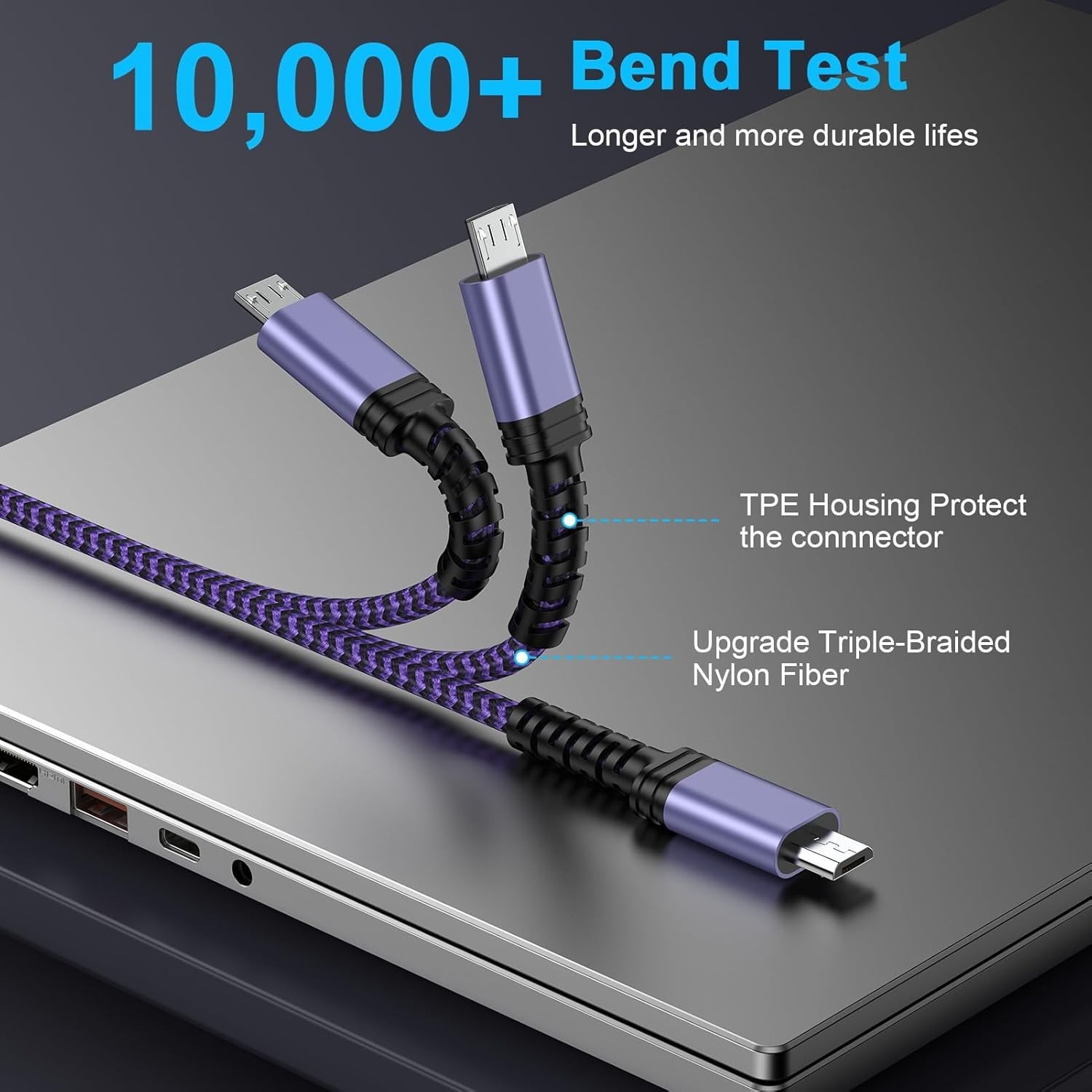 Durable Nylon Braided 6FT Micro USB Cable - Perfect for Kindle & Gaming Consoles