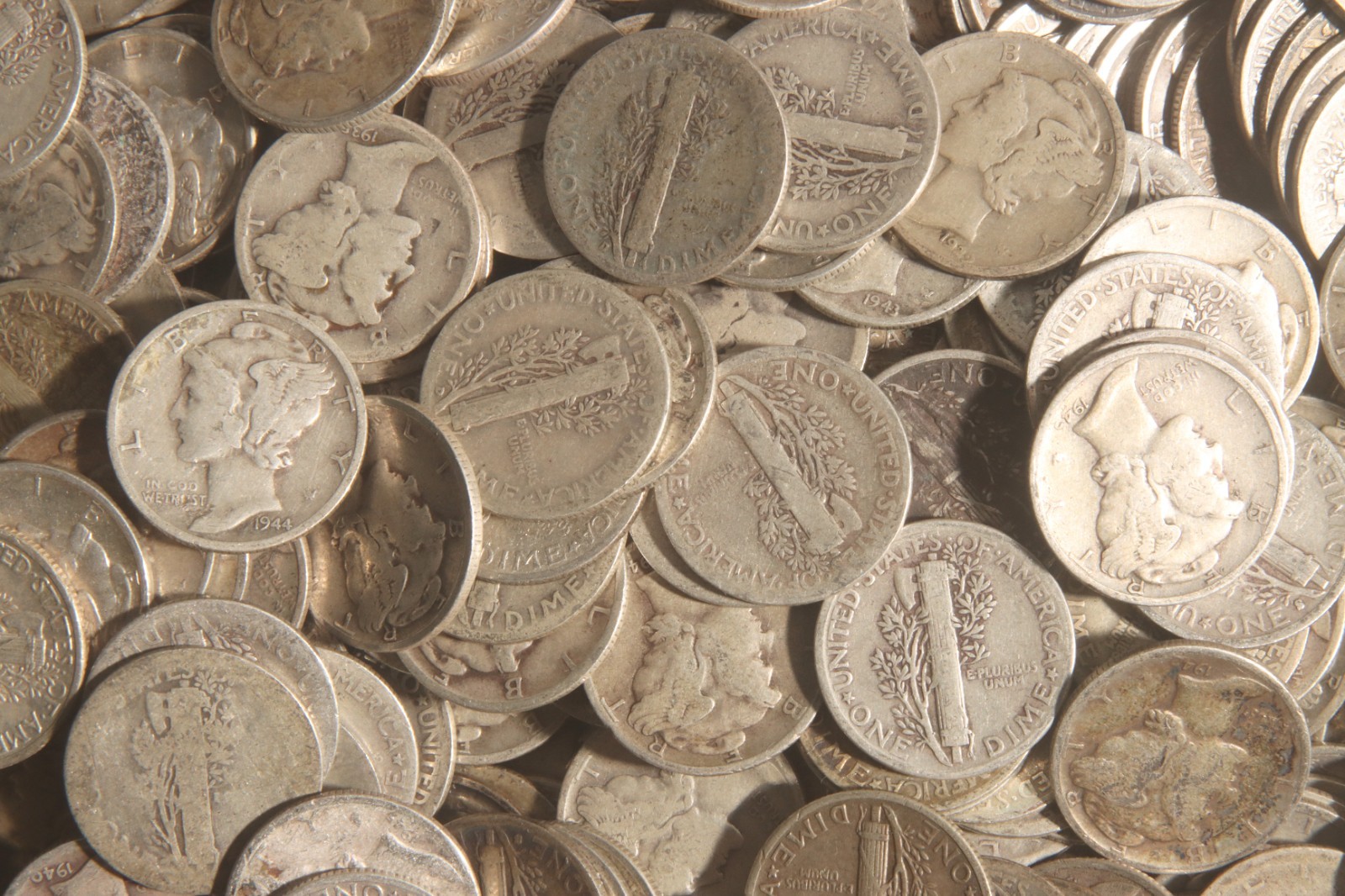 Mercury Dime Roll (50 Coins) 90% Silver "WORN/DAMAGED" Lot E87