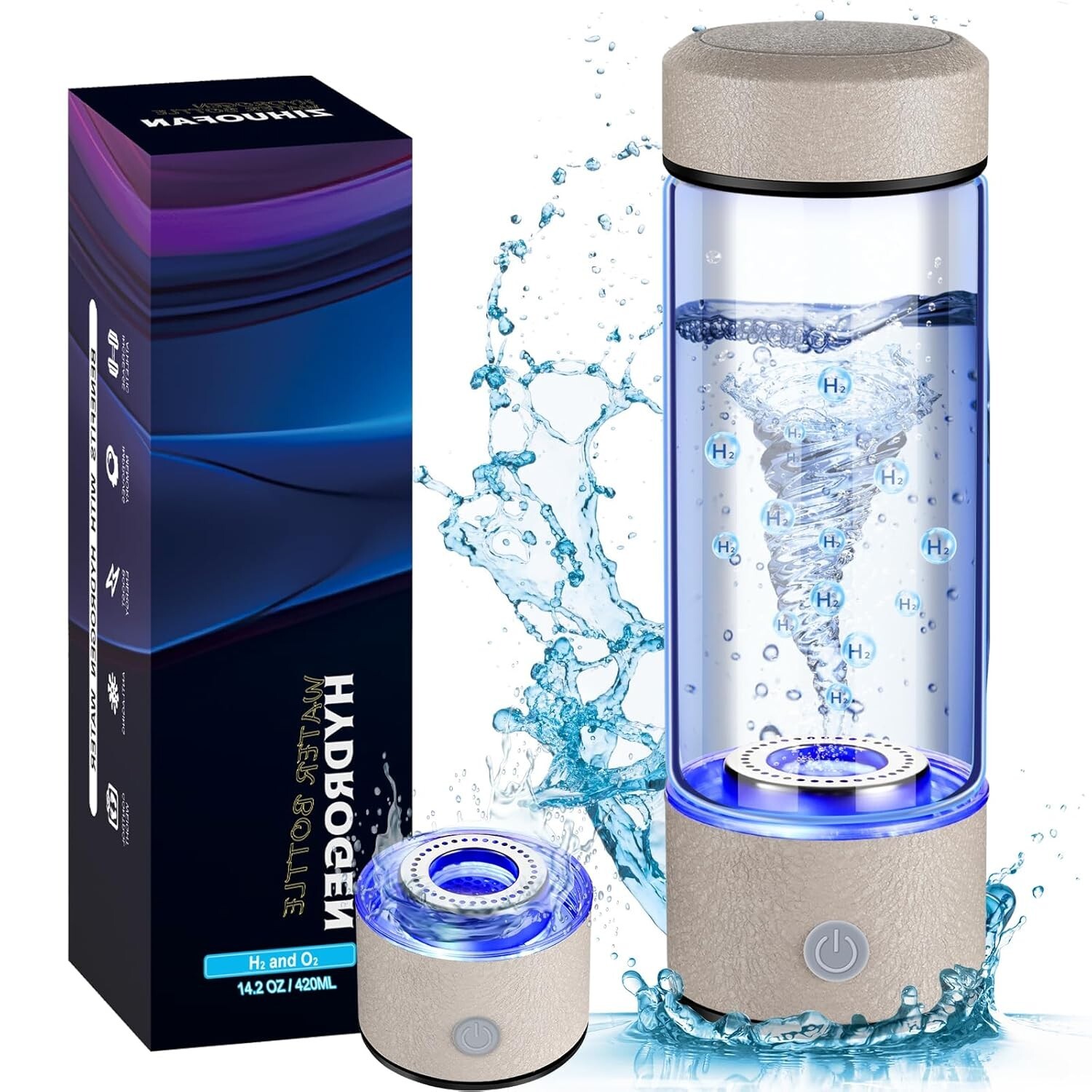 Hydrogen Water Generator Bottle, Portable Hydrogenated Water Bottle with SPE PEM