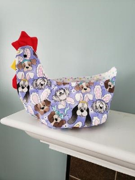 Chicken Easter Basket, handmade, Easter Pups-Purple