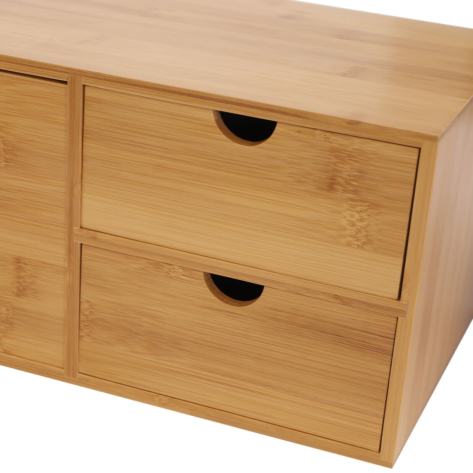 Office Desk Organizer Drawers Desktop Storage Bamboo Box Storage Recess Handle