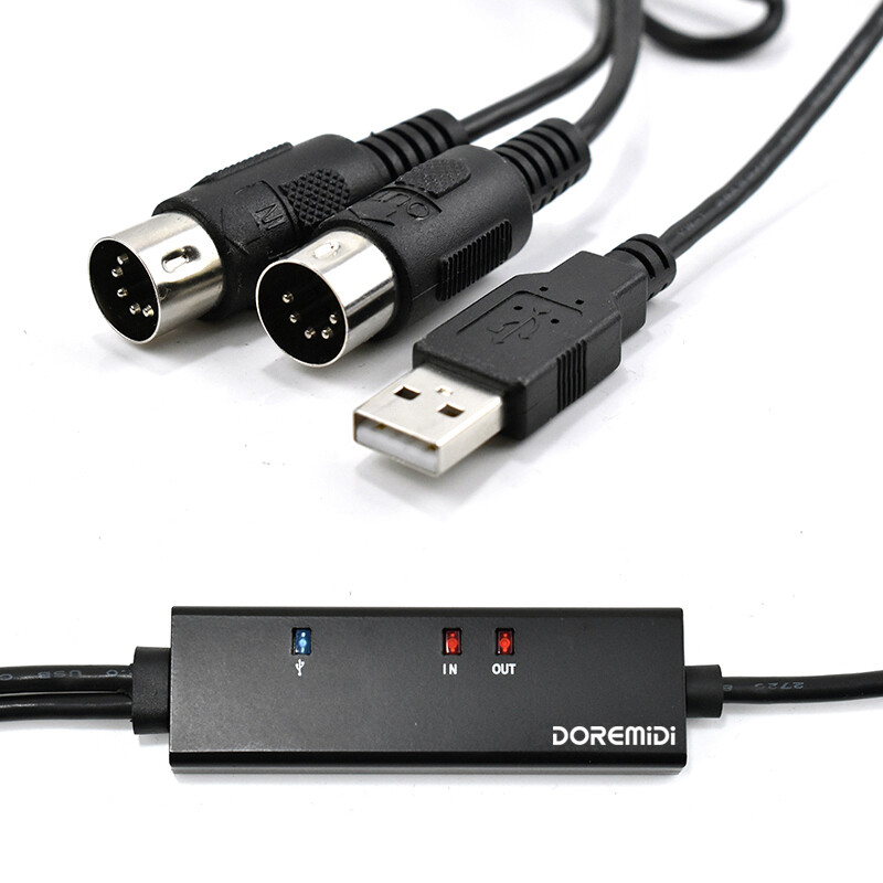 USB to MIDI Interface Adapter Lead Cord for Windows Mac Tablet Phone 2M