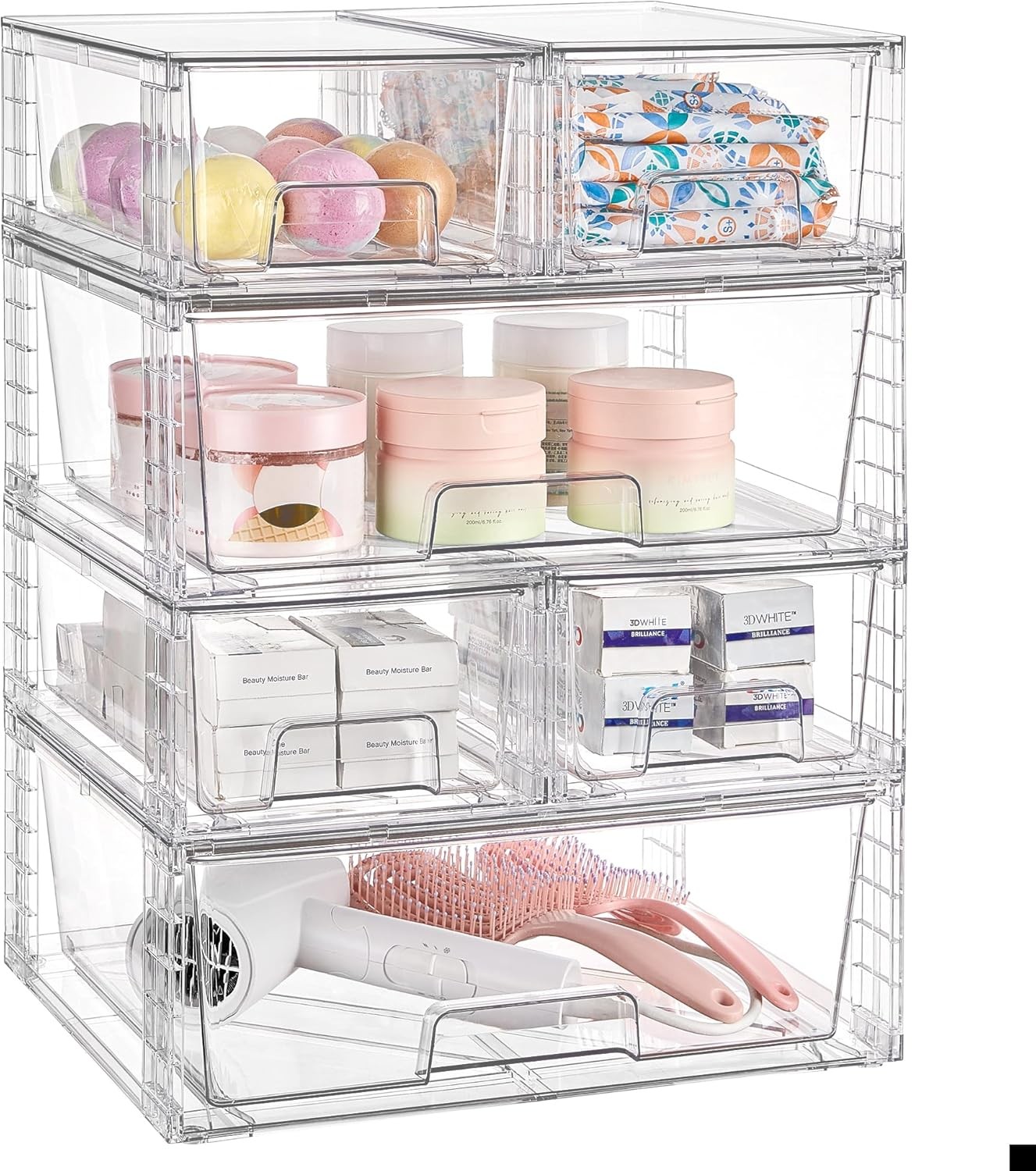 3 Pack Stackable Storage Drawers Easily Assemble Acrylic Bathroom Undersink